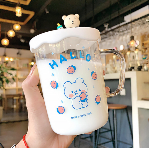 Cute Bear Glass Cup 500ml