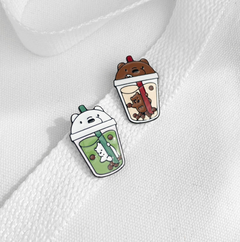 BareBears Bubble Tea Pin