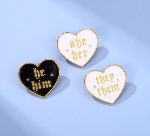 Pronoun Heart Pins