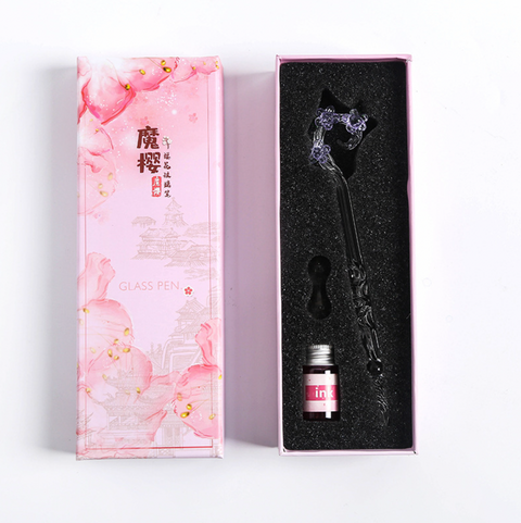 Magic Cherry Flower Glass Dip Pen Set