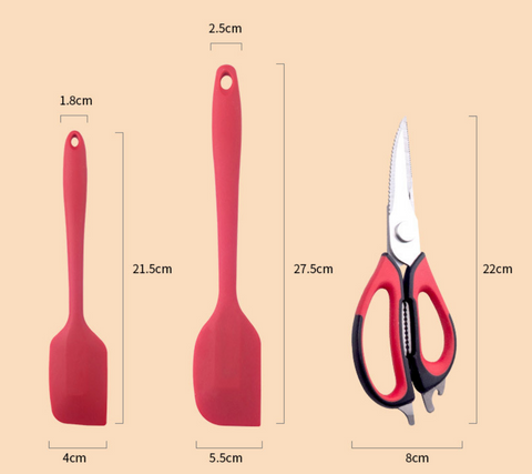 Red Silicone Kitchen Dish Set