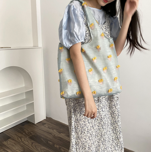 Wild Tulip Embroidery Tote