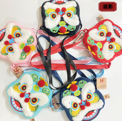 Chinese Lion Plush Coin Bag