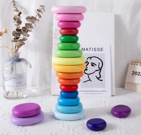 Rainbow Wood Circles 20pcs