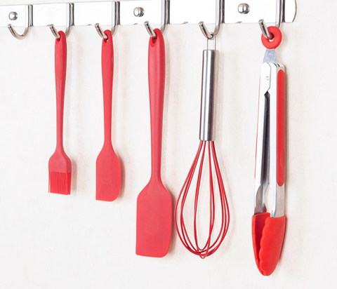 Red Silicone Kitchen Dish Set