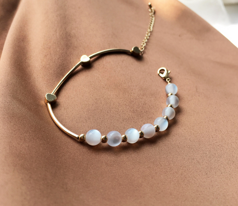 Cat Eye Stone and Hearts Bracelet