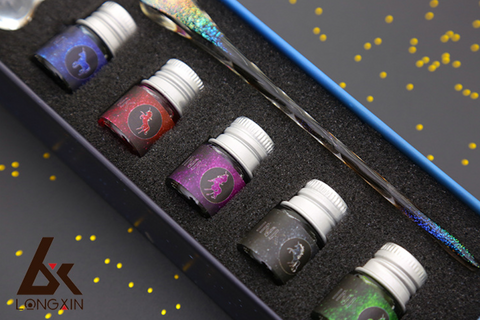 Unicorn Chrome Glass Dip Pen Set