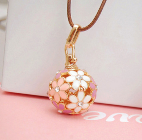 Pink Flower Gold Necklace