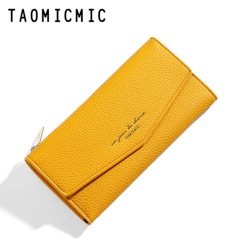 Three-Fold Leather Long Wallet