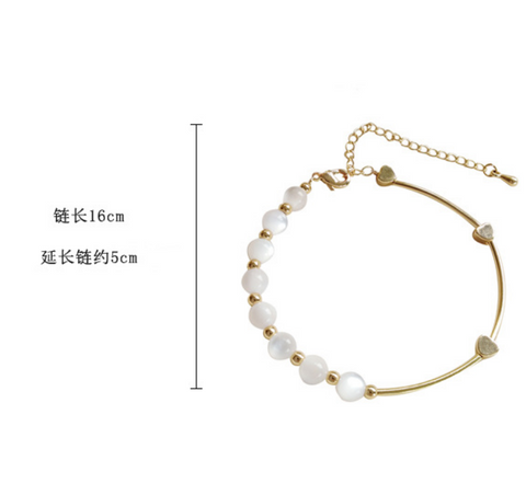Cat Eye Stone and Hearts Bracelet
