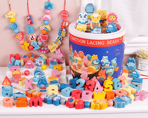 136 pcs of Wood Cartoon Lace Blocks
