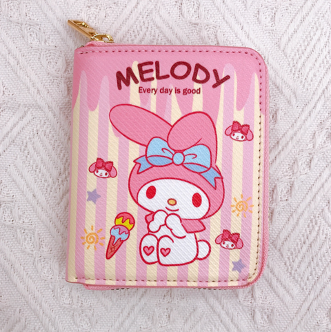 Sanrio Stripe Zipper Short Wallet