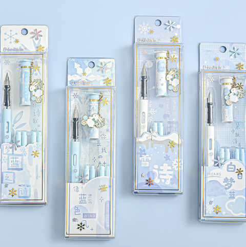 0.5mm Fountain Pen Set with Refill - Winter Snow Bunny