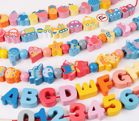 136 pcs of Wood Cartoon Lace Blocks