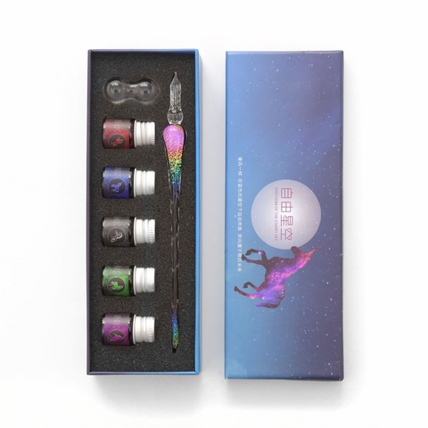 Unicorn Chrome Glass Dip Pen Set