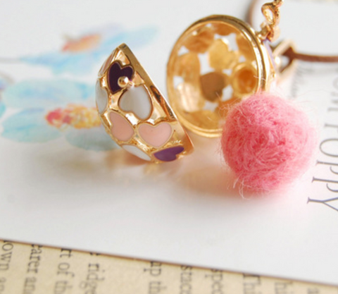 Purple Heart Gold Ball Necklace