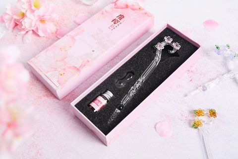 Magic Cherry Flower Glass Dip Pen Set