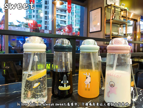 Space Cat Plastic Water Bottle 500ml