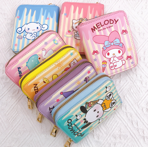 Sanrio Stripe Zipper Short Wallet