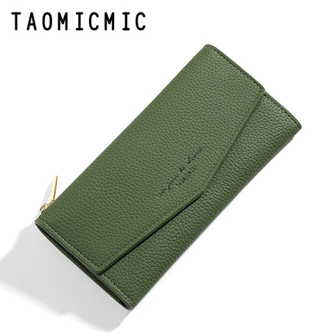 Three-Fold Leather Long Wallet