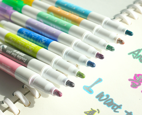 Double Line Metallic Pen Set 8 Set