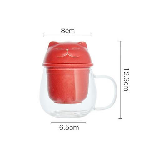 Lucky Cat Glass Tea Mug