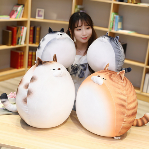 Round Squeezy Cat Plush 50cm