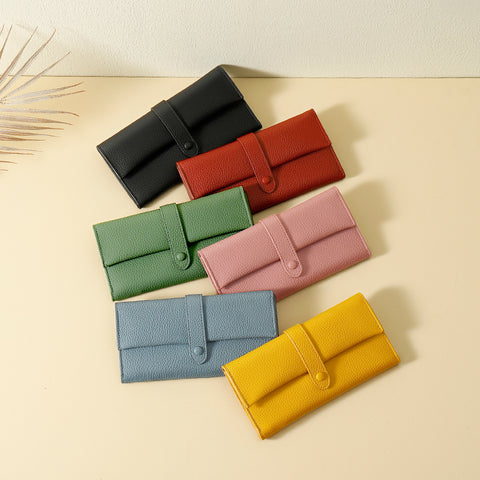 Three Fold Long Button Wallet