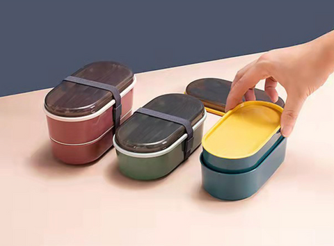 Dual Layer Colorful Oval Bento 700ml