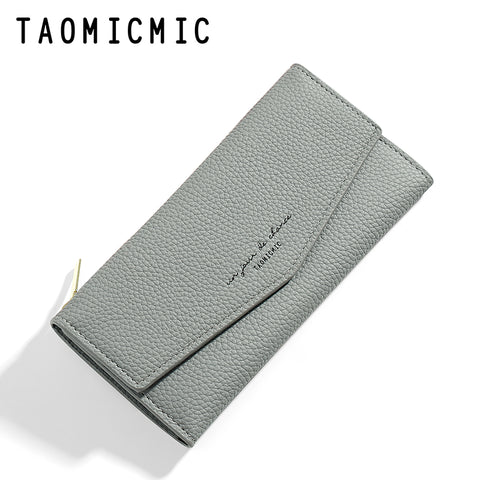 Three-Fold Leather Long Wallet