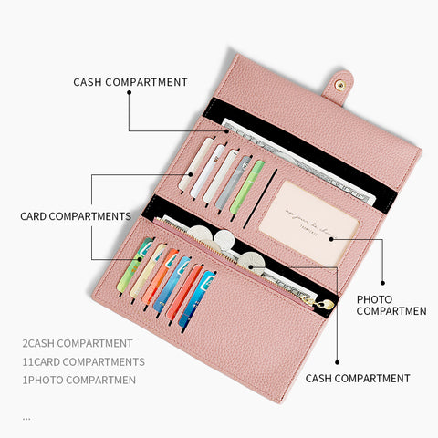 Three Fold Long Button Wallet