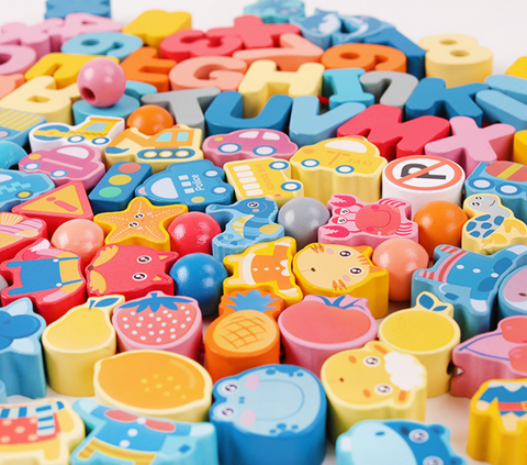 136 pcs of Wood Cartoon Lace Blocks