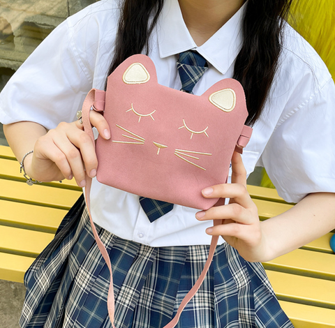 Cat Vegan Suede Purse