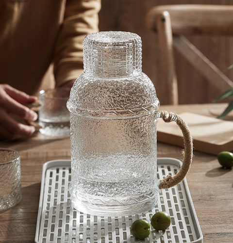 Glass Frosted Pitcher and Cup