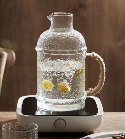 Glass Frosted Pitcher and Cup
