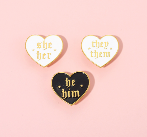 Pronoun Heart Pins