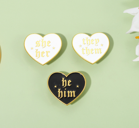 Pronoun Heart Pins