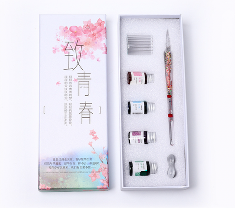 Glitter Liquid Glass Dip Pen Set