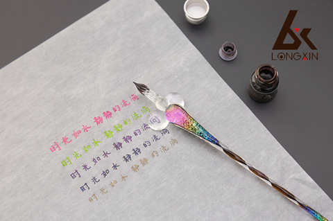 Unicorn Chrome Glass Dip Pen Set