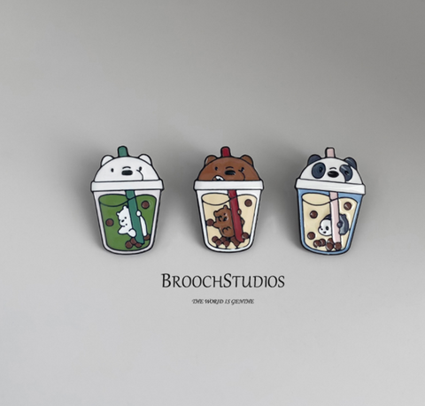 BareBears Bubble Tea Pin