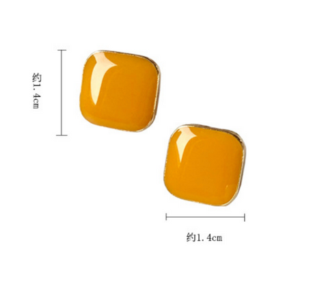 Square Button Earring