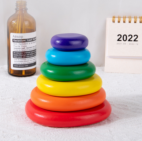 Rainbow Wood Circles 20pcs