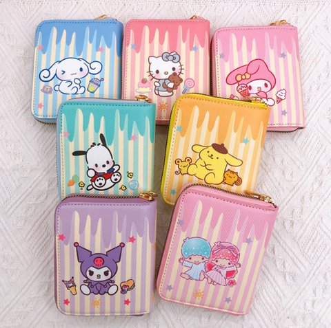 Sanrio Stripe Zipper Short Wallet
