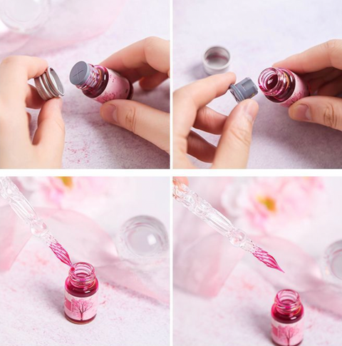 Magic Cherry Flower Glass Dip Pen Set
