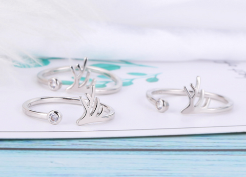 Deer Antler and Crystal Dot Ring