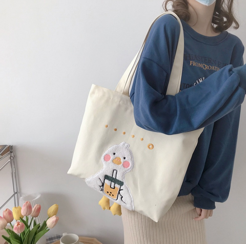 Happy Duck Cotton Tote