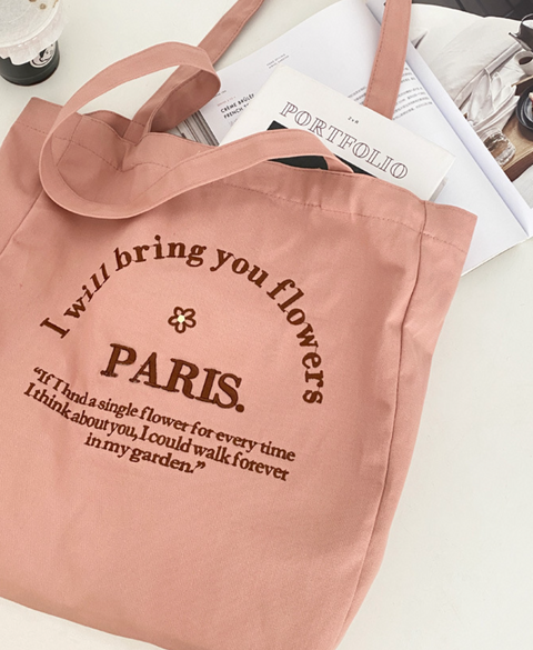 Flower Paris Embroidered Canvas Tote