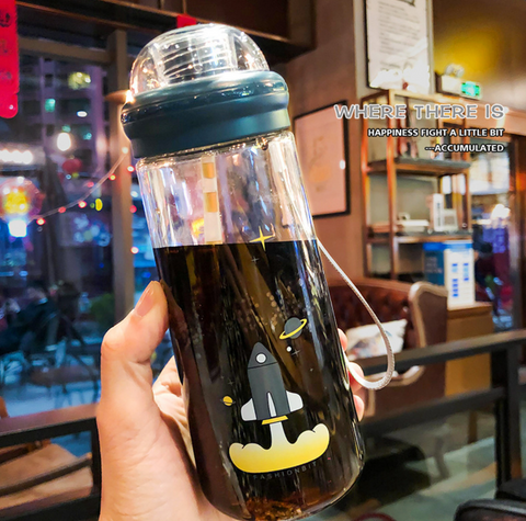 Space Cat Plastic Water Bottle 500ml