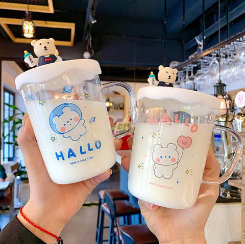 Cute Bear Glass Cup 500ml