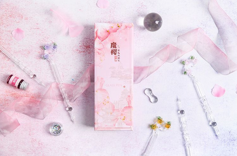 Magic Cherry Flower Glass Dip Pen Set